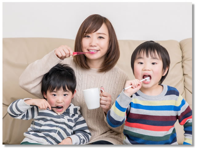 親子で歯磨き