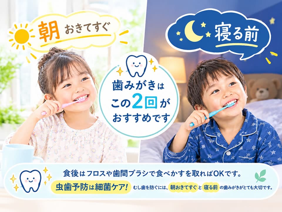歯磨きのタイミングは朝起きてすぐと夜寝る前